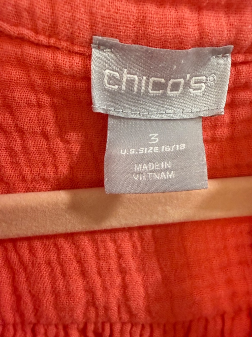 Chico's Cotton Gauze Tiered Dress in Coral 16/18 - Picture 9 of 10